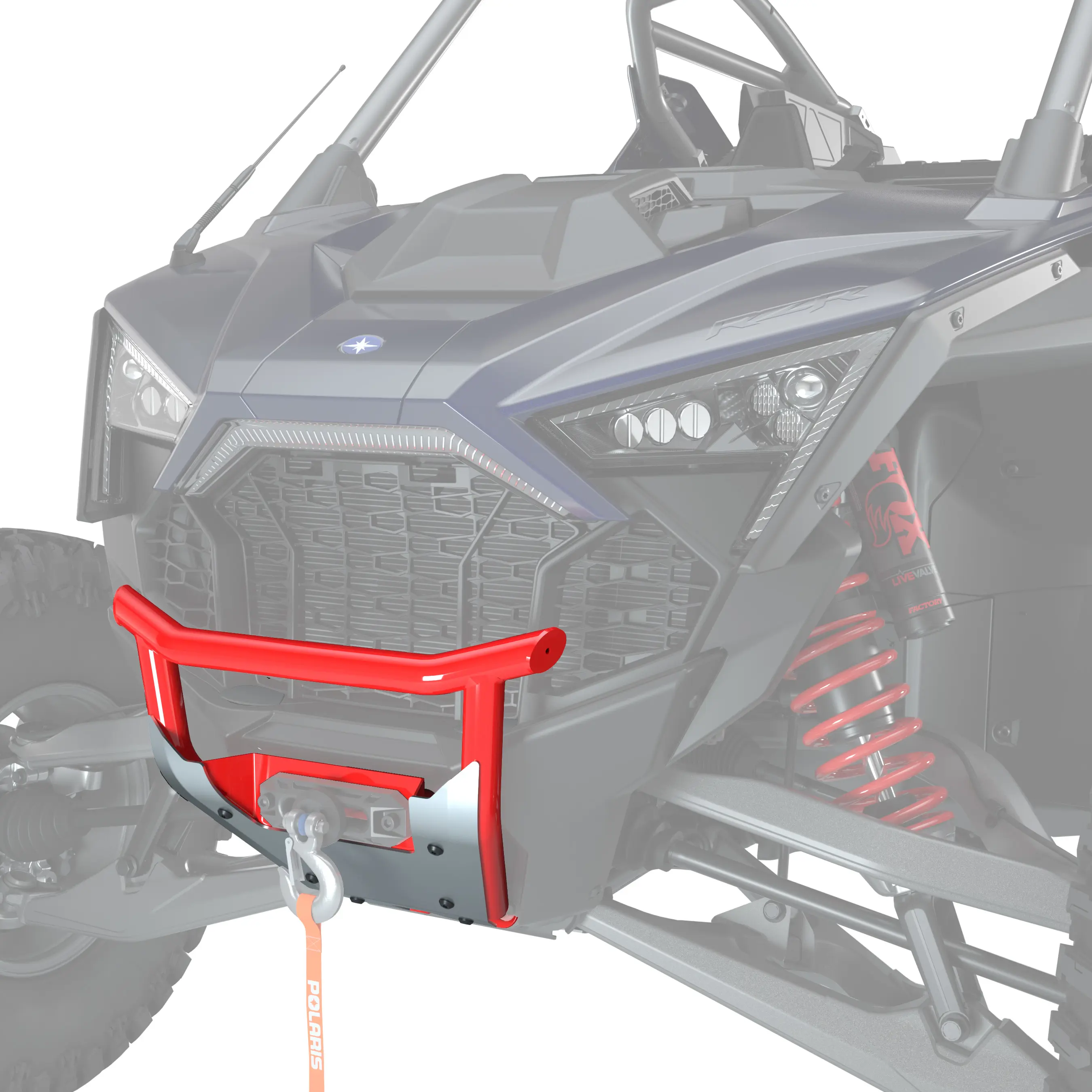 Передняя защита бампера с площадкой под лебёдку , red , RZR