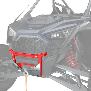 Передняя защита бампера с площадкой под лебёдку , red , RZR